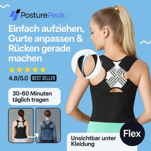 PosturePeak™ Flex – Orthopädische Haltungshilfe. Schmerzfrei bewegen.