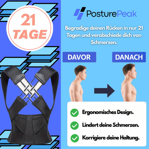 PosturePeak™ Flex – Orthopädische Haltungshilfe. Schmerzfrei bewegen.