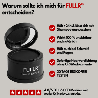 FULLR™ Haarverlust Puder | Geheimratsecken & kahle Stellen sofort unsichtbar